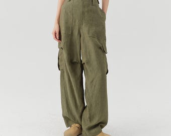 Hemp Cargo Pants: Boho Wide Leg Trousers - Sustainable Workwear