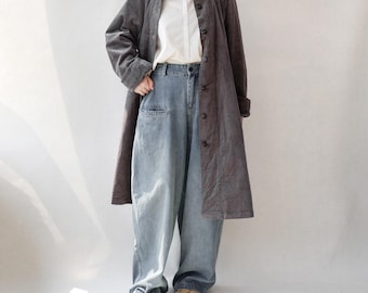 Corduroy Trench Coat: Retro Long Jacket with Lining