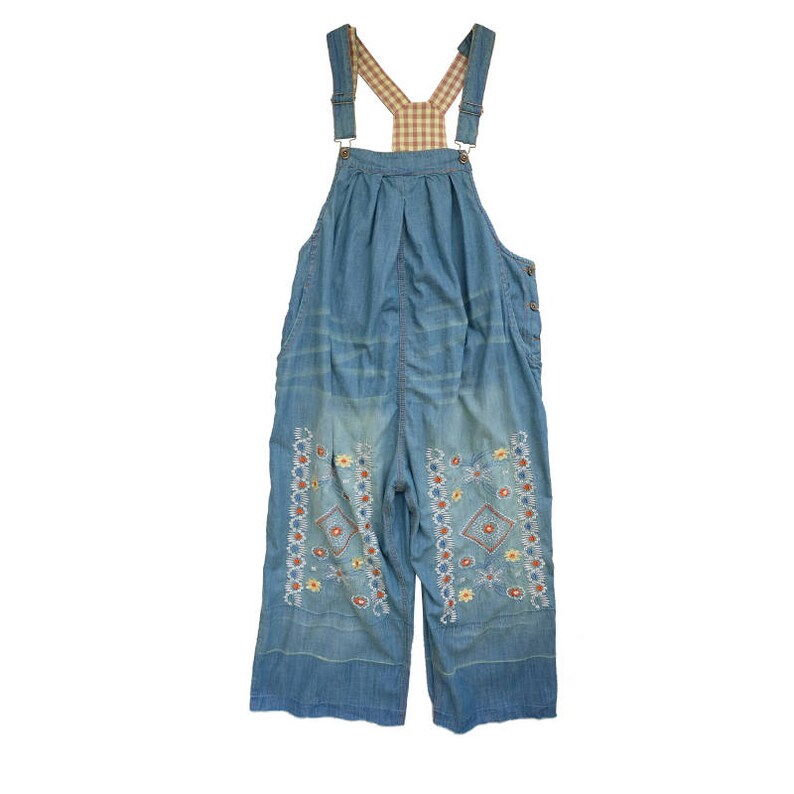 Women Casual Denim Overalls Cotton Jumpsuits Bib Loose Etsy