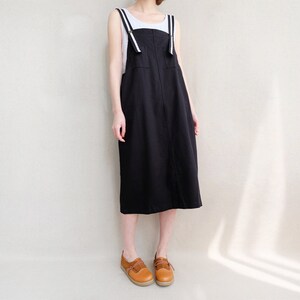 Sturdy Apron Dress Cotton Vest Dress Strap Dress Women, Adjustable Tunic Dress Comfortable Pinafore Dress With Pockets image 2