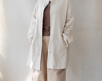 Linen Duster Coat: Lightweight Spring Summer Cardigan Jacket