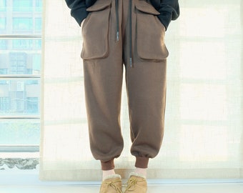 Handmade Cotton Harem Pants, Warm Winter Cropped Trousers