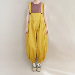 Wide Leg Jumpsuits Cotton Cropped Overalls Pants With Strap, Oversized Rompers Adjustable Summer Harem Pants Comfortable Ankle Leggings