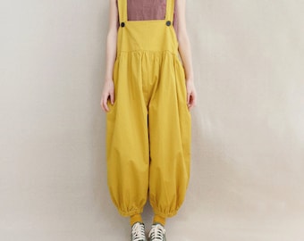 Wide Leg Jumpsuits Cotton Cropped Overalls Pants With Strap, Oversized Rompers Adjustable Summer Harem Pants Comfortable Ankle Leggings
