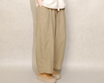 Soft Cotton Palazzo Pants, Loose-Fit Trousers Drawstring Waist Jogger, Lightweight and Flowy Pants Everyday wear, Summer Vacation Pants