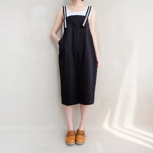 Sturdy Apron Dress Cotton Vest Dress Strap Dress Women, Adjustable Tunic Dress Comfortable Pinafore Dress With Pockets image 1