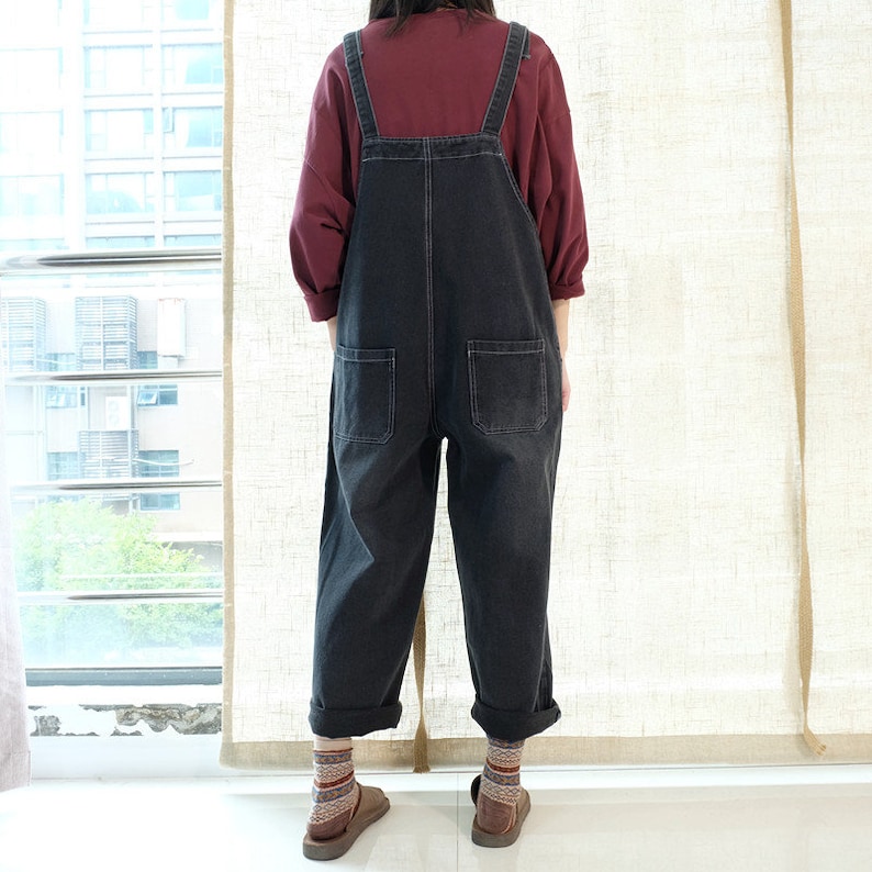 Women Loose Fitting Petite Jumpsuits Denim Overalls Cotton Etsy