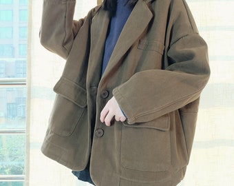 Unisex Cotton Windbreaker Jacket: Retro Button Front Coat