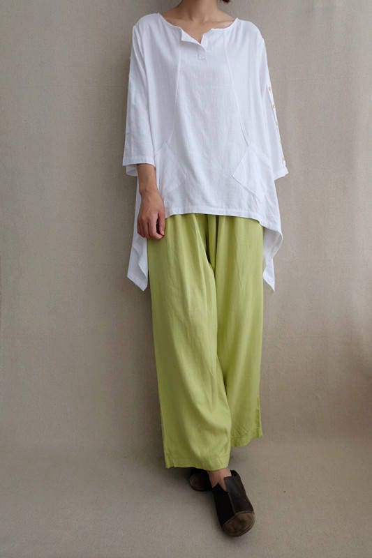 Women White Linen Tops Long Sleeve Blouse Asymmetrical Shirt | Etsy