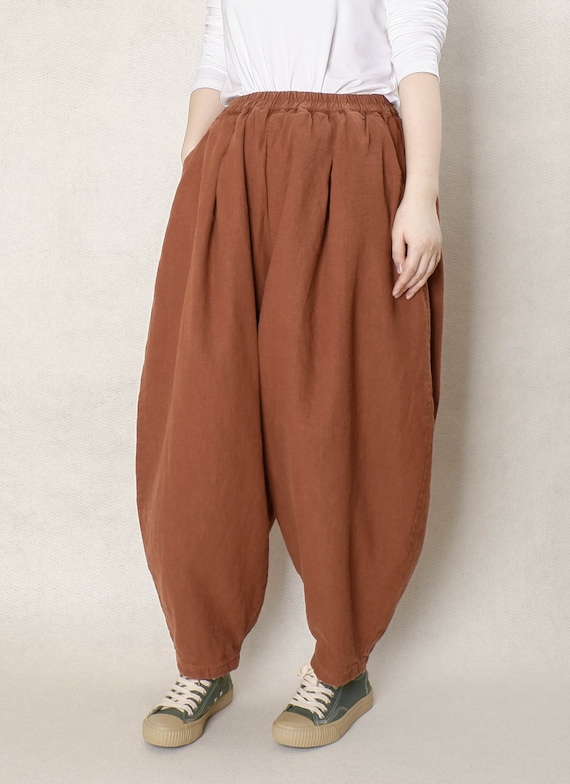 Winter Warm Linen Pants Loose Fittimg Pants Cotton Thicken Elastic Waist Pants Wide Leg Pants Crotch Pants Soft Cotton Thermal Pants Etsy UK