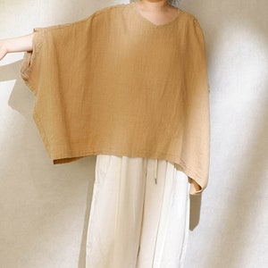 Oversized Linen Blouse: Women&#39;s Puffy Sleeve Top, Plus Size Clothing