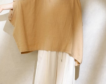 Oversized Linen Blouse: Women's Puffy Sleeve Top, Plus Size Clothing