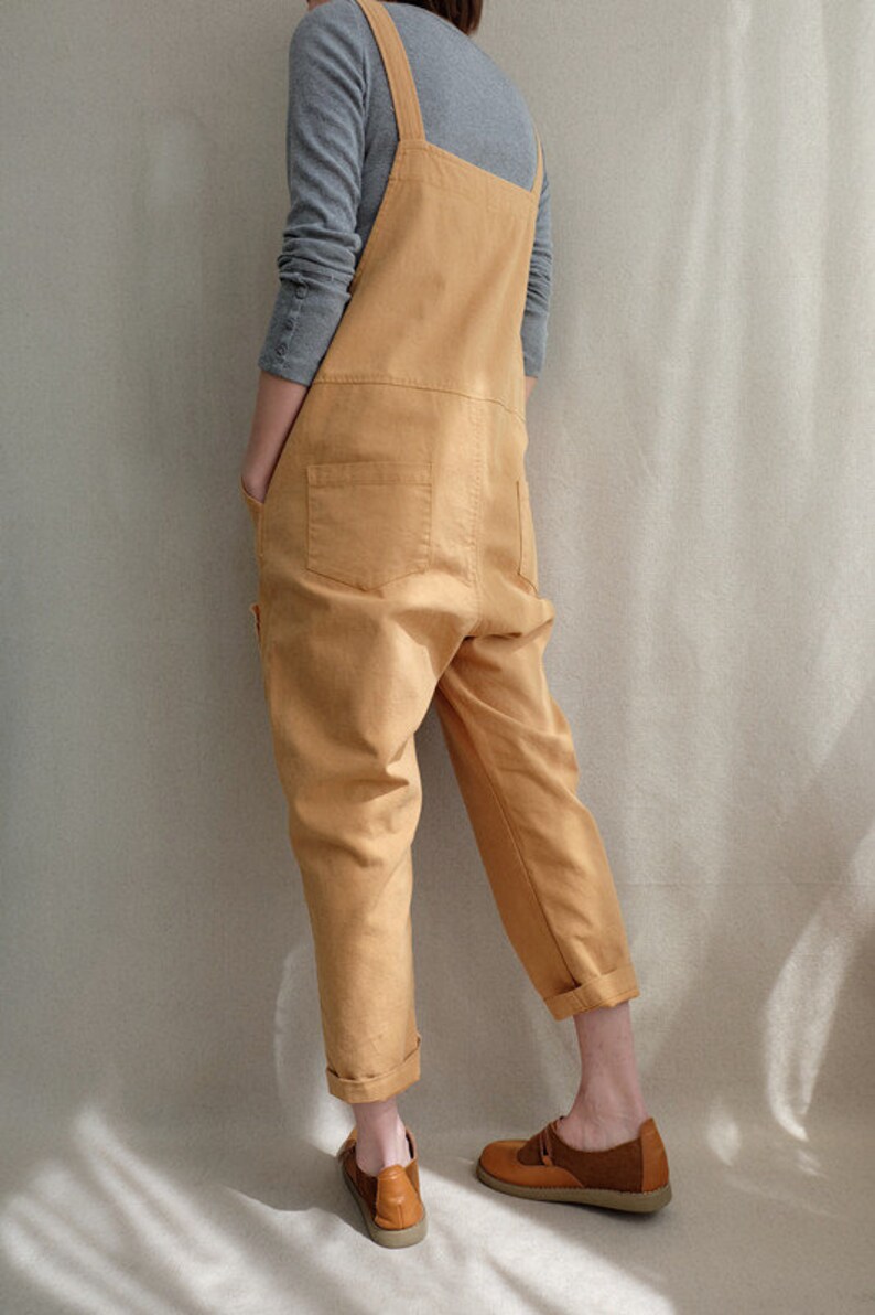 Women Leisure Cotton Dungarees Linen Overalls Summer Cotton Etsy