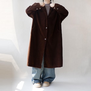 Black Corduroy Coat Jacket With Pocket, Vintage Long Black Corduroy Coat Jacket With Pocket, Vintage Long