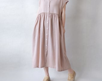 chinese dress ladies Women's Ayana Open Back Mini Dress in Off White Linen, L , Cut Out