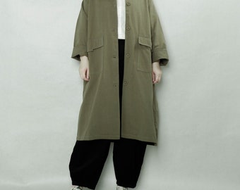 Quilted Cotton Duster Coat: Lightweight Fall Jacket with Pockets