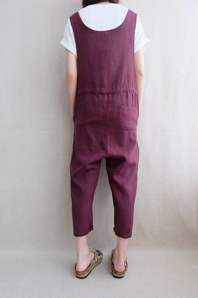 Women Overalls Comfortable Cotton Jumpsuits Washed Linen Etsy