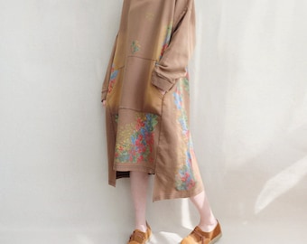 Floral Cotton Tunic Dress Women, Asymmetrical Loose Fit, Casual Comfortable Spring Dress