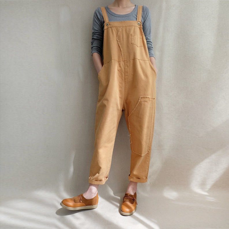 Women Leisure Cotton Dungarees Linen Overalls Summer Cotton Etsy