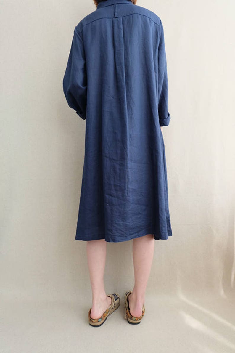 Women Casual Tunic Shirt Dress, Summer Linen Simple Dress, Leisure Linen Tunic Dress Asymmetrical Shirt image 8