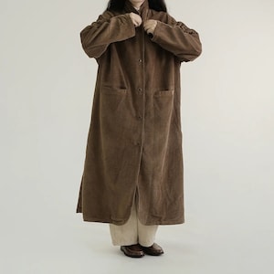 Winter Corduroy Coat Retro Blazer Jacket Women, Handmade Corduroy Long Coat Warm Trench Coat, Corduroy Outwear Button Jackets With Pockets