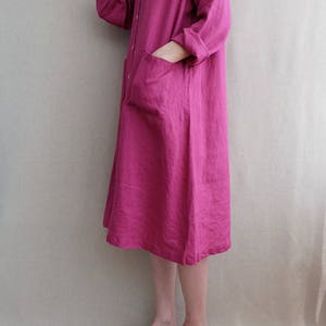 Women Casual Tunic Shirt Dress, Summer Linen Simple Dress, Leisure Linen Tunic Dress Asymmetrical Shirt image 4