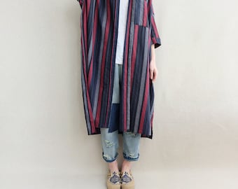 Women Striped Shirt Loose Summer Dress Asymmetrical Shirt Tunic Shirt Dress, Shirt Dress Linen Clothing, Linen Tunic Plus Size Clothing