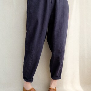 Women Cropped Pants Linen Capri Pants Elastic Waist Cotton Zen - Etsy