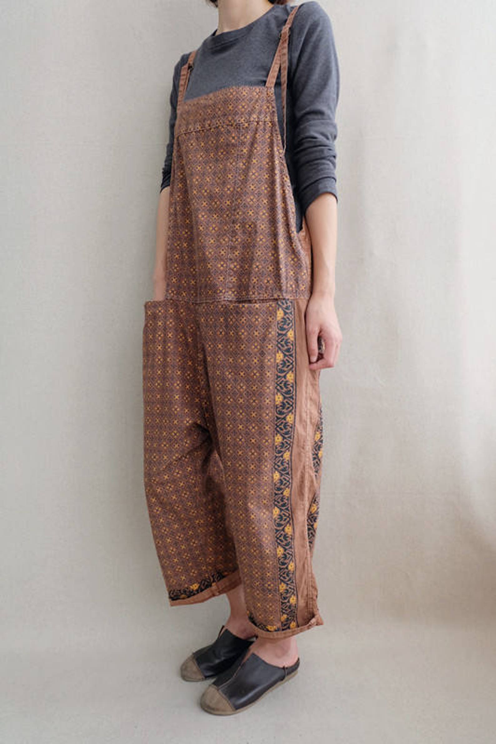 Women Leisure Cotton Jumpsuits Comfortable Pants Printed Etsy