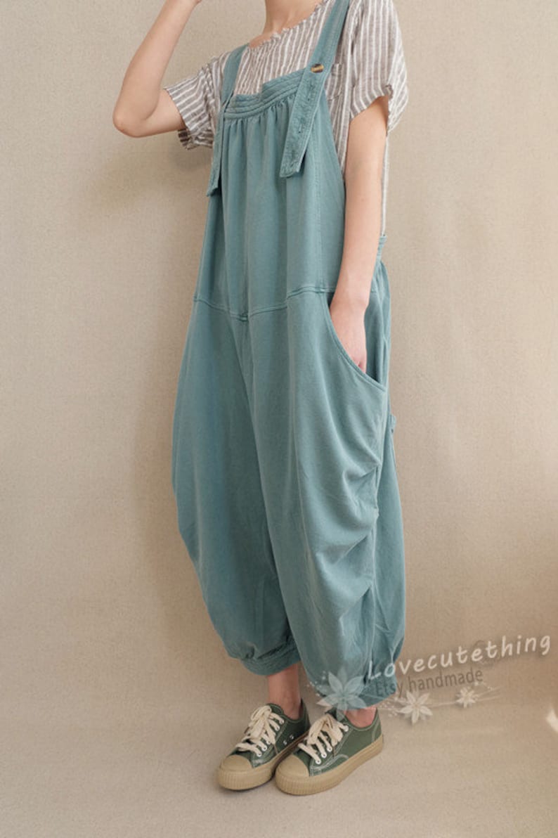 Women Loose Cotton Jumpsuits Overalls Pants With Pockets Adjustable Summer Casual Pants Comfortable bib Legging Pants