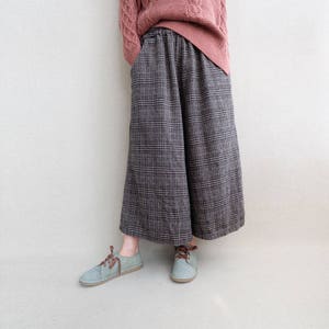 Plaid Wool Palazzo Pants: Women&#39;s Wide Leg Culottes