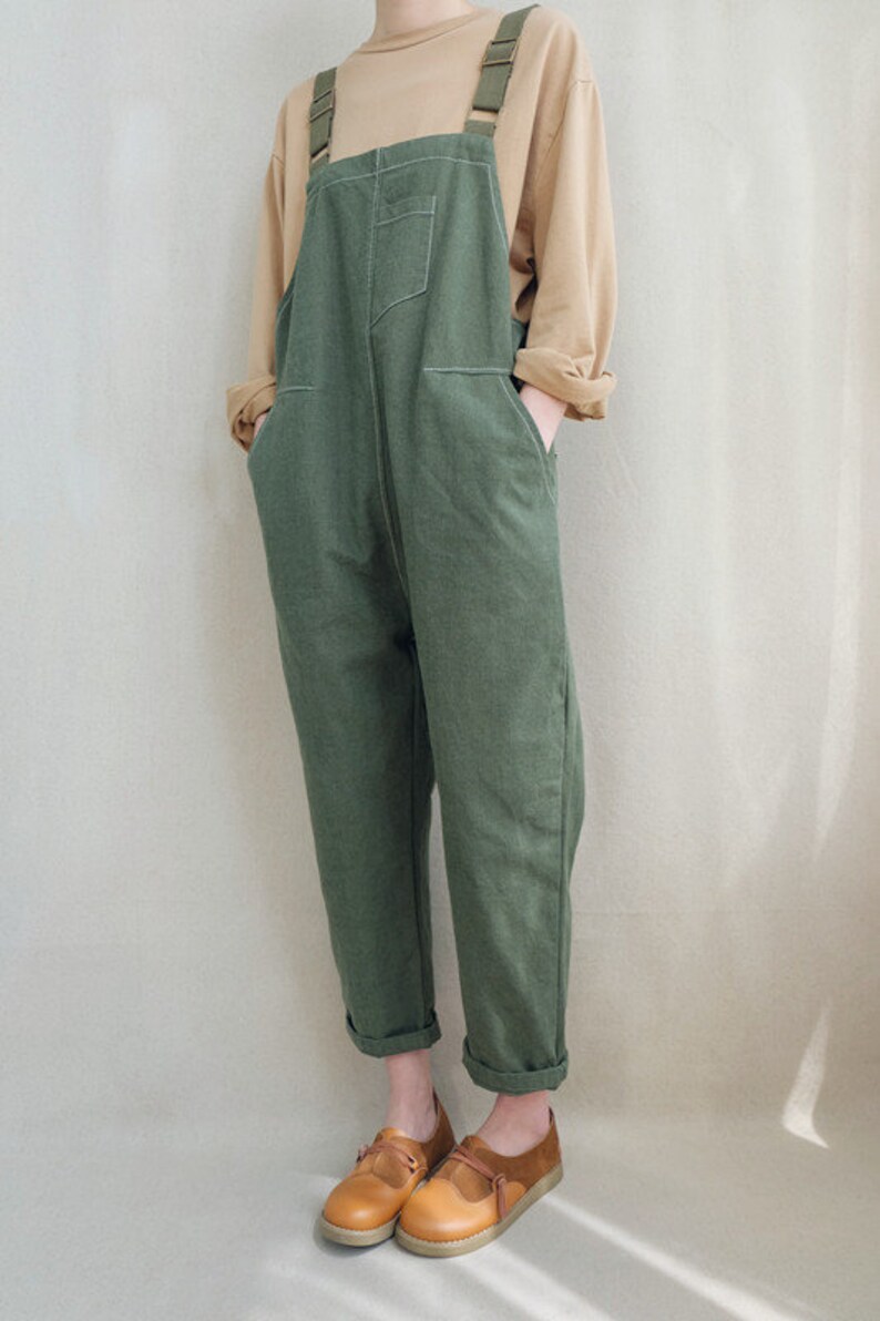 Women Leisure Adjustable Cotton Dungarees Linen Overalls Etsy Australia