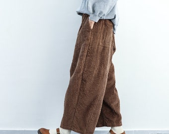 Comfy Cotton Wide Leg Corduroy Air Pants Women, Vintage Relaxed Fit Elastic Waist Trousers, Original Cozy Pants Warm Winter Corduroy Pants