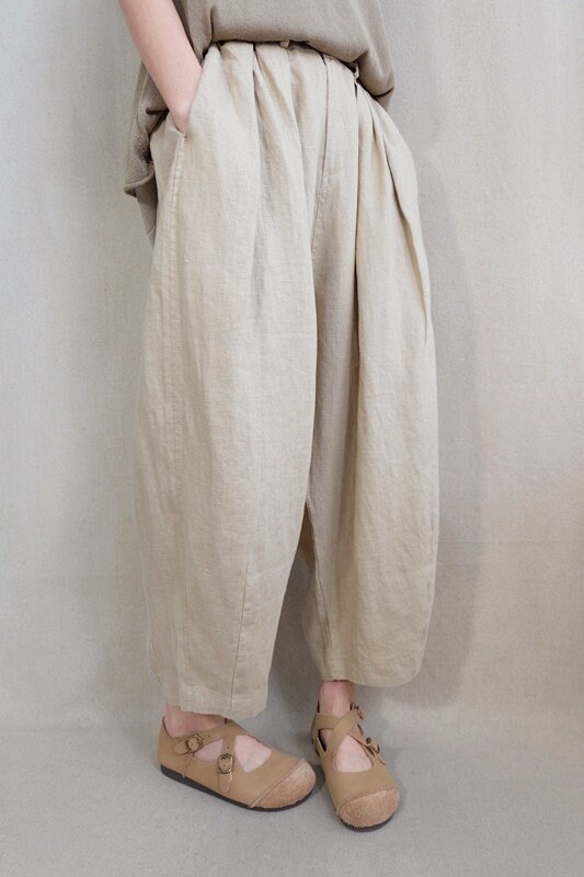 Women Plain Pants Linen Capri Pants Elastic Waist Cotton Zen | Etsy