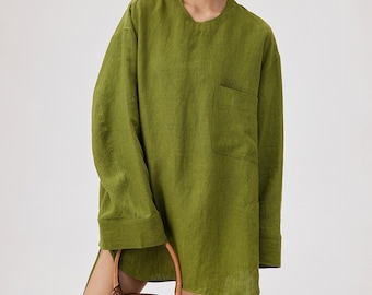 Oversized Hemp Blouse: Sustainable Wide Sleeve Pullover Top