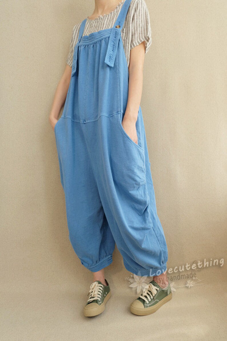 Women Loose Cotton Jumpsuits Overalls Pants With Pockets Adjustable Summer Casual Pants Comfortable bib Legging Pants
