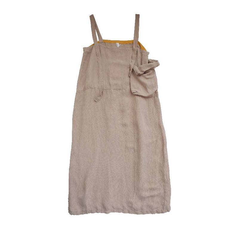 Women Comfortable Strap Dress Linen Overalls Cotton Leisure Linen Vest Dress With Pockets