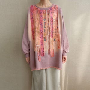 Pink Floral Cotton Blouse: Women&#39;s Long Sleeve Retro Tee