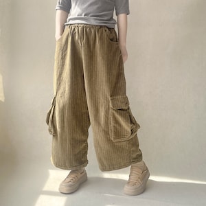 Comfy Warm Corduroy Pants Women, Soft Striped Corduroy Trouser, Loose Fit Wide Leg Pants, Original Cozy Pants Winter Corduroy Cargo Pants