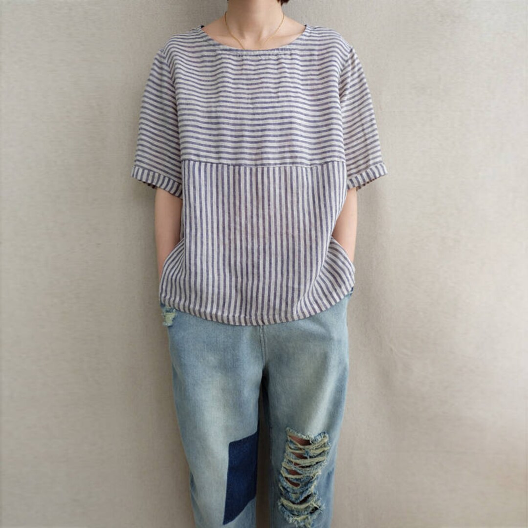 売れ筋商品|||ルビーロード カットソー トップス レディース Plus Size Variegated Stripe Knit Top Chambray Blue Multi Plus Women's Variegated Stripe Knit Tee | Ruby Rd.