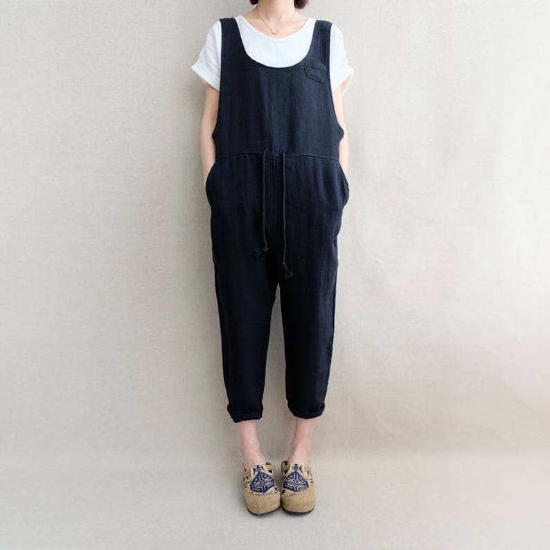 Women Overalls Comfortable Cotton Jumpsuits Washed Linen Etsy
