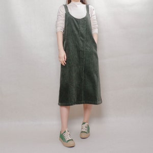 Corduroy Pinafore Dress: Handmade Cotton Strap Tunic
