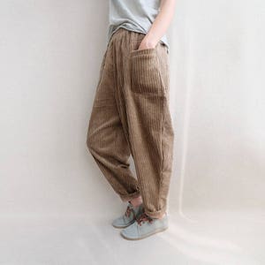 Warm Corduroy Pants Women, Elastic Waist Zen Pants Vintage Harem Pants, Soft Autumn/Winter Trousers, Gifts For Her, Casual Wide Leg Pants