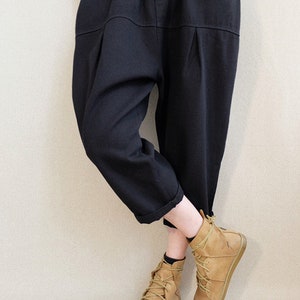 Fall Cropped Pants Elastic Waist Pants Cotton Pants For Women, Autumn Casual Trousers Calf-length Pants Worn By Women And Girls image 10