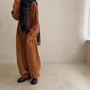 Personalized Soft Corduroy Jumpsuit: Loose Fit Unisex Overalls with Pockets, Custom Retro Baggy Romper