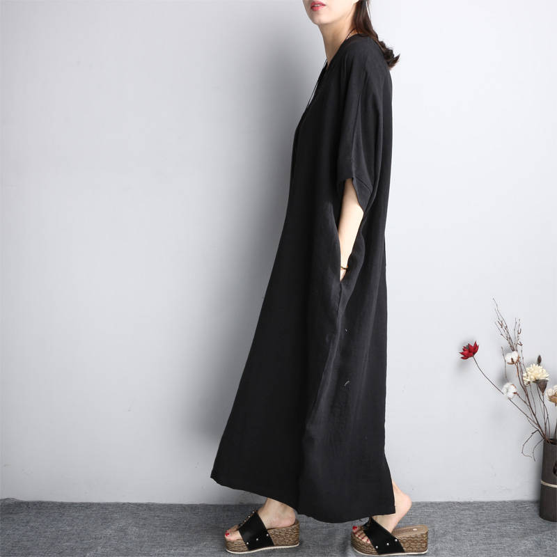 Women Summer Linen Tunic Long Dress V Neck Dress Asymmetrical | Etsy