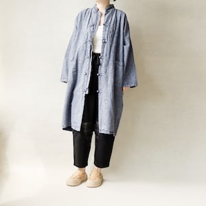 Handmade Linen Duster: Oversized Kimono Cardigan Jacket