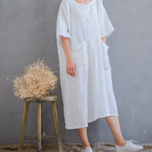 chinese dress ladies Amazon.com: Solid Color Loose Cotton and Linen Dress for Women Crew Neck  Long Pleated Dress with Pockets Linen Short Sleeve Dress (Black,S) :  Clothing, Shoes & Jewelry