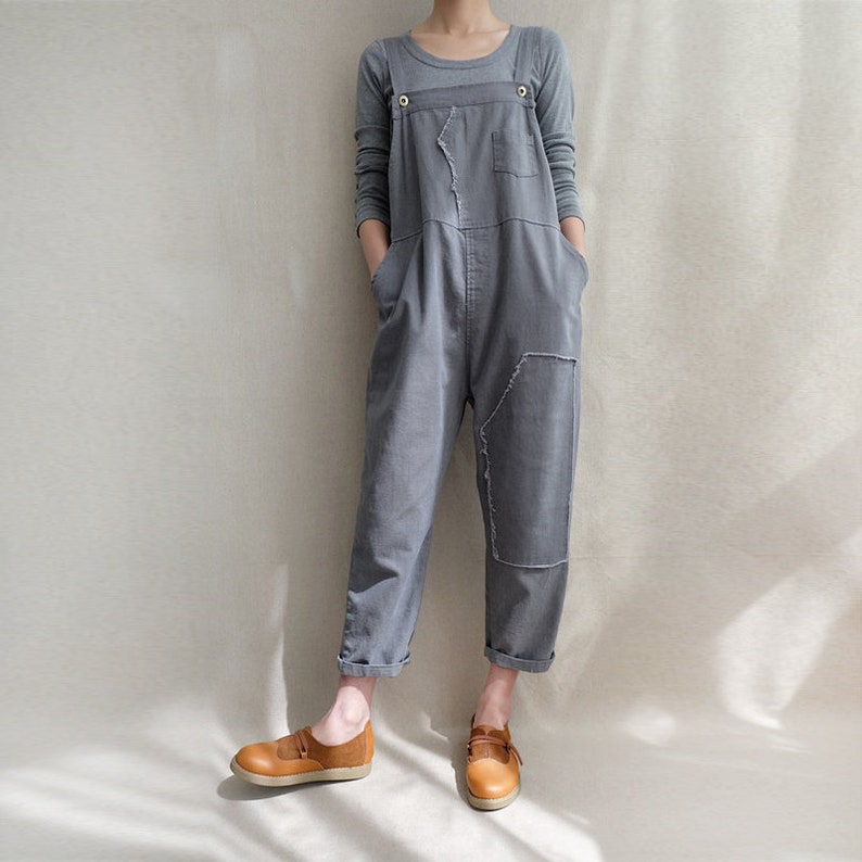 Women Leisure Cotton Dungarees Linen Overalls Summer Cotton Etsy