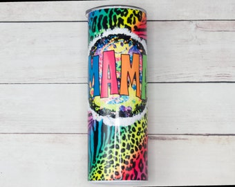 Neon Leopard Print Mama Tumbler